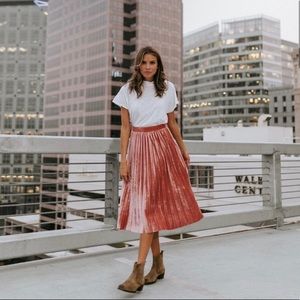 Clad & Cloth velvet midi skirt